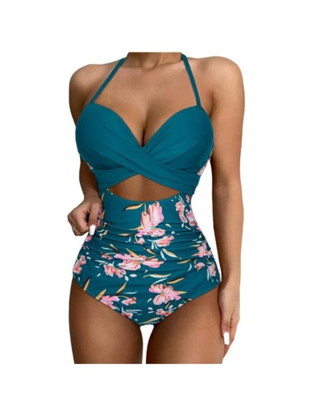 Women's Wrap Cut Out One Piece Swimsuit High Waisted Monokini Bathing Suit